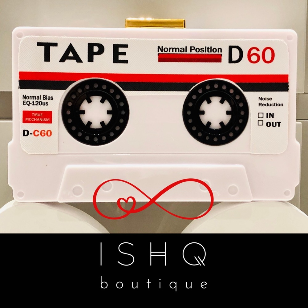 Cassie, Vintage Cassette Tape Clutch, Shoulder Bag